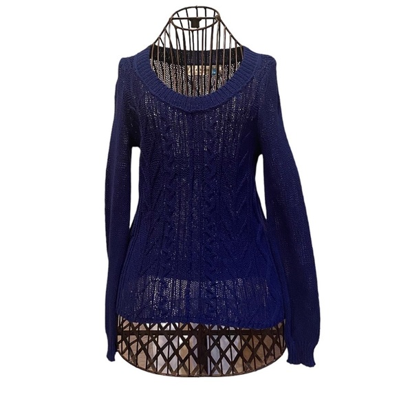 Anthropologie Royal Blue Sparrow cotton loose knit sweater